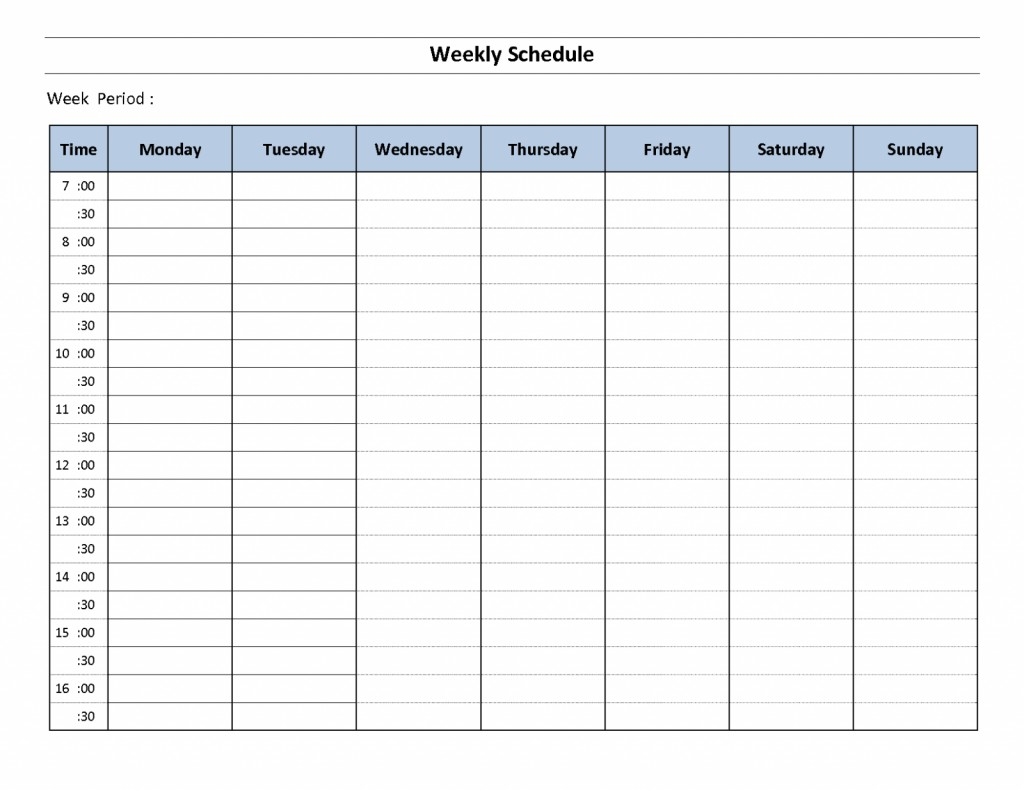 Weekly Calendar With Time Slots Word